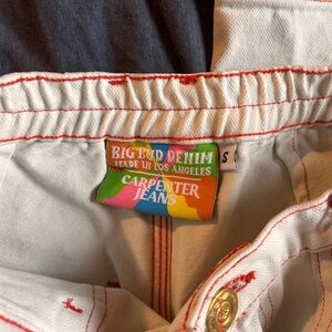 Big Bud Press White Carpenter Jeans with Red Stitching